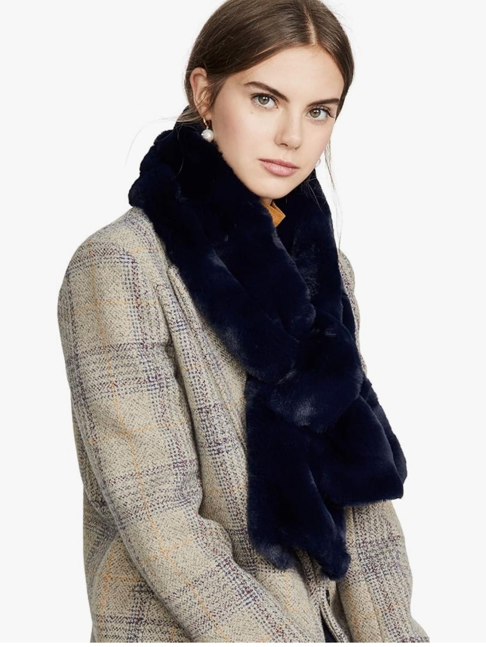 NWT Apparis Luna Faux Fur Scarf Navy